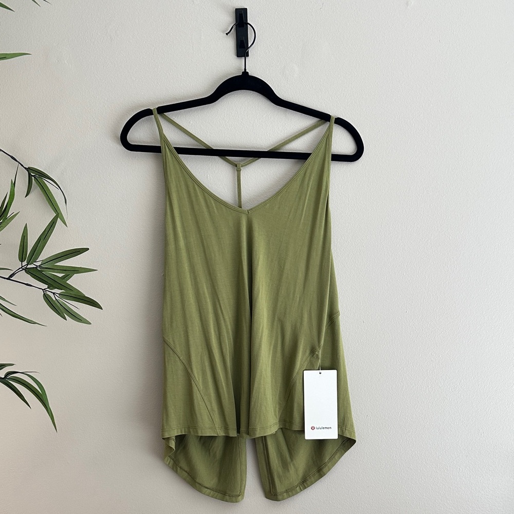 Lululemon Modal Silk Yoga Olive Green Tank Top